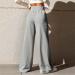 iOoppek Women's Wide Leg Sweatpants - V-Neck Elastic High Waist Loose Long Pants in Gray - Perfect for Comfort & Style | Shop Now! - Buy Online on GoSupps.com