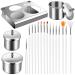 PIAOPIAONIU 18 Pieces Nail Art Equipment Set,3 Pcs Nail Art Equipment Cup Bowls Stainless Steel Acrylic Liquid Powder Cup Nail Powder Holder with Lids and 15 Pcs Nail Art Brushes for Nail Art Tools type1