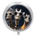 Round Pill Box Three Giraffes Wearing Sunglasses Print 3 Compartment Medicine Pill Case Print Pill Organizer Decorative Metal Portable Pill Box Pocket Pill Box
