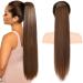 REECHO Ponytail Extension 28" Long Straight Drawstring Pony Hair Extension Synthetic Pony Tail Hairpiece for Women Medium Brown