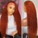 Ginger Orange Lace Front Wigs Deep Wave Human Hair Wigs for Black Women 180% Density 13x4 Transparent Deep Curly Lace Frontal Wigs Fall Colored Pre Plucked (24 Inch  Ginger) 24 Inch Ginger
