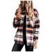 Geilisungren Women Casual Long Sleeve Button Wool Plaid Shirt Turn-down Collar Jacket Tops Thin Wool Coat Blouses XL Blue