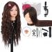 Beauty Star 23.5" Mannequin Head with 80% Real Human Hair, Manikin Doll Head with Table Clamp Holder + DIY Hair Styling Braid Set, Cosmetology Make-up Hairdressing Training Head (Dark Brown)