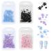 800 Pieces 3D Flower Nail Art Charm White Flowers Decoration Decals Resin With Metal Caviar Beads Mixed Size Acrylic Ornament Manicure Accessories Bags for Women Girls Multicolor