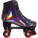 JajaHoho Women's Black Holographic High Top Roller Skates | Double-Row Quad Skates for Girls and Women, US 8 | Indoor Outdoor PU Leather Rollerskates - Buy Online on GoSupps.com