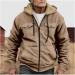 Hanxiulin Oversize Plush Jacket for Men | Warm Lined Fleece Cardigan Light Quilted Coat with Hood - Beige XXL - Buy Online on GoSupps.com