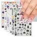 JMEOWIO 9 Sheets Halloween Nail Art Stickers Decals Self-Adhesive Green Ghost Pumpkin Nail Supplies Nail Art Design Decoration Accessories