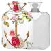 NAANLE hot water bottle with watercolor ethnic flower anchor transparent hot water bottle 2 l large warm head for bed handfoots warmer pain relief heat and cold therapy