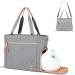 Homlynn Baby Nappy Changing Tote Bag Satchel Messenger Travel Diaper Weekender Bag w/Pram Straps 12 Pockets Large Storage Space for All Baby Accessories(Classic Grey)