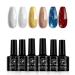 Sparkle Gel Nail Polish: 6 Colors Sparkle Red Blue Sliver Golden Copper Gel Polish Set Soak Off UV LED Nail Polish Gel manicure kit for Christmas Holiday Party Salon Home Gift for Women & Girls Glitter
