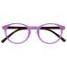 Opulize Zen Reading Glasses Cool Round Frame Spring Hinges Scratch Resistant Shiny Pink Mens Womens R24-4 +1.50 +1.50 Magnification Shiny Pink Front With Dark Violet Pattern Arms