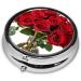 Rose Printed Mini Round Pill Box - 3 Compartment Travel Pill Organizer for Home & Office - Buy Online on GoSupps.com