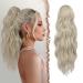 FESHFEN Ponytail Extensions Drawstring Ponytails Hair Extension Platinum Silver Blonde Long Curly Wavy Hair Piece Synthetic Pony Tail Hairpieces for Women 18 inch 18 Inch Platinum Silver Blonde