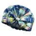 Reusable Waterproof Shower Cap for Long Hair - Green Leaves Design | Adjustable and Washable Bath Hair Cap - Buy Online on GoSupps.com