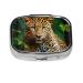 Wild Leopard Animal Printing 2 Compartment Small Pill Case Cute Small Pill Box Purse Pill Boxs Travel Pill Organizer for Pocket Purse and Travel Gifts