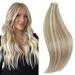 RUNATURE Tape in Hair Extensions Ash Brown Highlight Platinum Blonde Tape in Extensions Human Hair Blonde Tape Hair Extensions Straight 12 Inch 30g 12 Inch 1-Tape #8P60