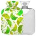 Naanle hot water bottle with cover ginkgoblatt transparent hot water bottle heat bottle for back pain relief neck hand feet warmer warmth and cold therapy 2l