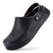 FitVille Wide Chef Shoes Men's Slip Resistant Work Shoes for Food Service Waterproof with Arch Support 9 Wide Black