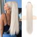 REECHO Ponytail Extension 28" Long Straight Drawstring Pony Hair Extension Synthetic Pony Tail Hairpiece for Women Platinum Blonde