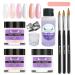Acrylic Nail kit Acrylic Powder Set Acrylic Powder and Liquid Set for Beginners Nails Kit Acrylic Set for Nail Extension Carving with Acrylic Nail Brush Home (White Pink Nude)
