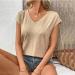 BiJerou Women's V-Neck T-Shirt - Solid Color Short Sleeve Summer Blouse in Khaki M | Casual Fashion Top for Women - Buy Online on GoSupps.com