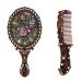 Beaupretty Shower Mirror Handheld Mirror Unique Comb Set- Vintage Handheld Mirror Foldable Antique Mirror Comb Set Makeup Mirror with Comb for Women Mirrors Claret