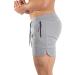 BUXKR Men's 5 Inch Quick Dry Gym Workout Shorts with Zipper Pockets - Light Grey, Medium - Buy Online on GoSupps.com