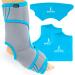 Vive Ankle Ice Pack Wrap - Foot Cold / Hot Compression Brace - Adjustable Freeze Support For Cooling / Heating Achilles Injuries Tendonitis Plantar Fasciitis Sore Feet Inflammation Muscle Sprain Gray