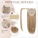 Fine Ponytail Extensions - 40 cm Clip-In Synthetic Hair for Women | Smooth Long Braid in Brown Mixed Blonde - Buy Online on GoSupps.com