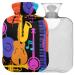 Naanle colorful jazz music hot bottle with reference transparent hot water bottle 1l heat bottle for bed hand feet warmer pain relief heat and cold therapy