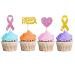 Cancer Free Cupcake Toppers Breast Cancer Awareness Cupcake Toppers Cancer Warrior/Survior Dessert Picks Pink Power Hope Ribbon Sign Party Decoration - Pink & Gold Glitter