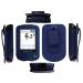 Premium Fitted Leather Case with Screen Protector Belt Clip Carabiner (Including a Neck Lanyard) for Freestyle Libre 2/ Freestyle Libre 14 Day/Freestyle Libre (Navy)