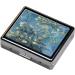 Silver Vintage Pill Box - 7 Day Metal Organizer with Mirror & 8 Compartments | Cute Travel Pillbox for Purse - Art Almond Blossoms - Buy Online on GoSupps.com