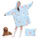Portable blanket hoodie oversized sweatshirt with hoods and bags cozy warm Hoddie ceiling for adults gifts for women unicorn sky blue adult unicorn sky blue unit size