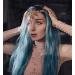 ColorfulPanda Long Wavy Blue Grey Synthetic Wig with Bangs for Women - Anime Cosplay Costume Party Hairpiece - Buy Online on GoSupps.com