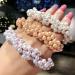 Muior 3Pcs Pearl Elastic Hair Ties - Champagne Coloured Beaded Elastic Hair Cords for Women and Girls' Pearl hair band  Chic and Elegant Perfect Ponytail Holders and Elastic Hair Bands
