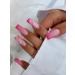 24pcs Ombre Pink French Style Coffin Fake Nail Milk White 3D Press on Nails Ombre Pink Nails Luxurious Nails Acrylic Nails Fake Nails For Women Girls