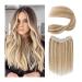 Hair Extensions One Piece Hair Extensions #8/613 Real Human Hair Extensions Straight 5 Clips In One Piece Human Hair Extensions 120 Grams Straight Invisible Hairpiece Hair Pieces(22 inches) 22 inches 120g/Set