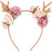 Flower Headband Fashionable Flower Reindeer Antlers Headband Floral Garland Crown for Party Cosplay Wedding Christmas(Dark pink) - Buy Online on GoSupps.com