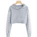 Girls 2 Piece Outfit: Crop Top Hoodie & Sweatpants Set - Grey, Size 11-12 Years - Buy Online on GoSupps.com