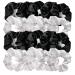 20PCS White Black Hair Scrunchies Satin Silk Hair Ties Ropes Ponytail Holder For Women Classic Elastic Hair Bands Ropes Girls Hair Accessories (Black) 20PCS (9CM Black/White)