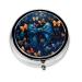 Blue Bow Portable Metal Pill Box Round Mini 3-Compartment Plastic Insert hinged Fastening Design Suitable for Small Pills Must-Have for Travel Black