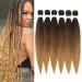 Ancient lichenhaar Easy Braid Professional itch-free synthetic fiber crochet borders yaki texture hair extensions 6 packs braid hair 26 inch (1b/30/27#) 66 cm (Lot de 6) 1b/30/27#