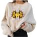 Graphic Tees for Women Vintage Crewneck Long Sleeve Pullover Casual Moon Sun Print Shirts Trendy Streetwear Crop Tops