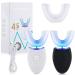 2 Pieces Ultrasonic Electric Toothbrush Adults U Shaped Automatic Toothbrushes for Teeth Whitening, 3 Brush Heads, whole Mouth 360 Degree Cleaning Hands Rechargeable IPX7 Waterproof (Black and White)