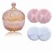 5 Pieces Large Body Powder Puff and Powder Container Crystal Case for Dust Puff Powder applicator with Box for Face and Body (Amber Crown) Crown Amber