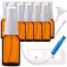 Handsunity 10ml-12 pc spray glass bottle-pharmacy amber glass bottle set with white atomizer glass spray bottle made of brown las including 29 accessories 10ml-12 pieces white cap