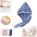 MYNOCK Coral Velvet Hair Dryer Cap Hair Towel wrap for Women Hair Dry Towel Soft Coral Fleece Fast Absorption Towel Cap for Hair (Blue)
