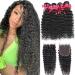 9A Brazilian Deep Curly Human Hair Bundles with Closure(20 22 24+18 Free Part) Brazilian Deep Wave Bundles with Closure 100% Unprocessed Remy Hair Bundles and 4x4 Closure Natural Black 20 22 24+18 deep wave bundles with fr…
