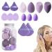 Wontool Setting Face Puff Blender Beauty Set Portable Makeup Puff Blender Sponges Powder Puff for Blending Foundation Cream Purple